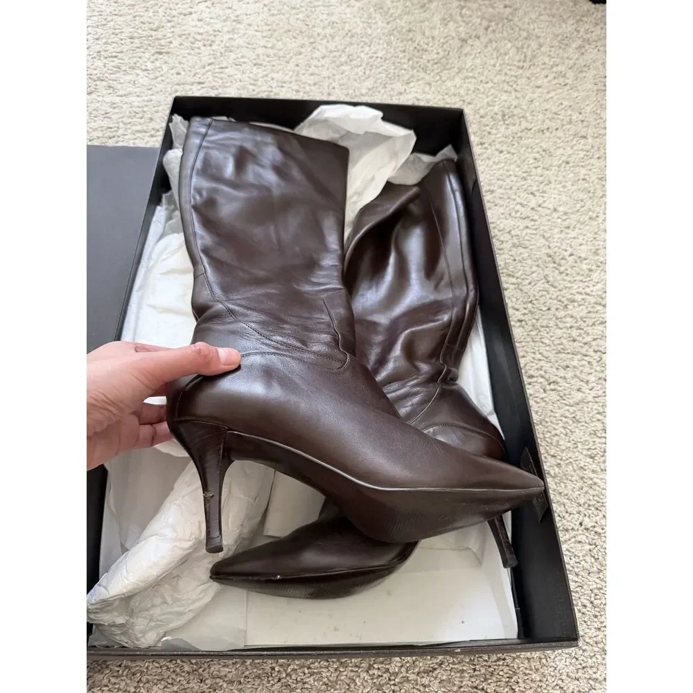 Cole Haan Brown Leather Knee High Pointed Toe Boots - Size 7.5 - worn once